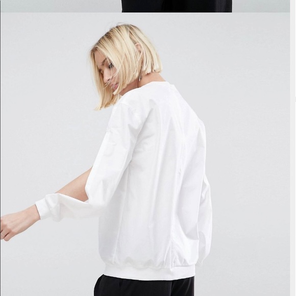ASOS WHITE COTTON SPLIT ARM BLOUSE - Picture 2 of 2